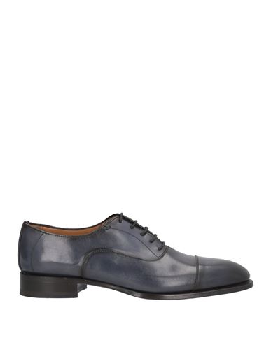 Zampiere Man Lace-up Shoes Navy Size 9 Leather In Blue
