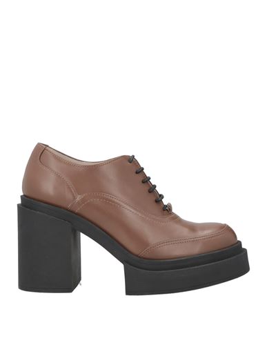 Fabiana Filippi Woman Lace-up Shoes Brown Size 7 Leather In Brown