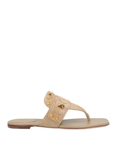 Valentino Garavani Woman Thong Sandal Sand Size 8 Leather In Neutral