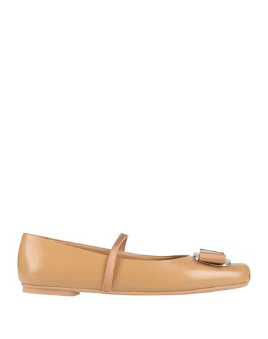 Ferragamo Woman Ballet Flats Camel Size 6 Lambskin In Neutral