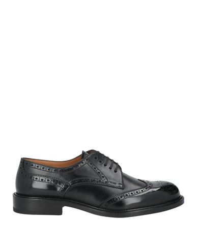 Dior Man Lace-up Shoes Black Size 9 Leather In Animal Print