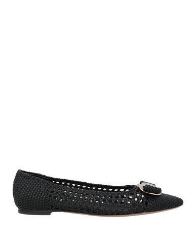 Ferragamo Ballerina Woman Ballet Flats Black Size 9.5 Calfskin In Animal Print