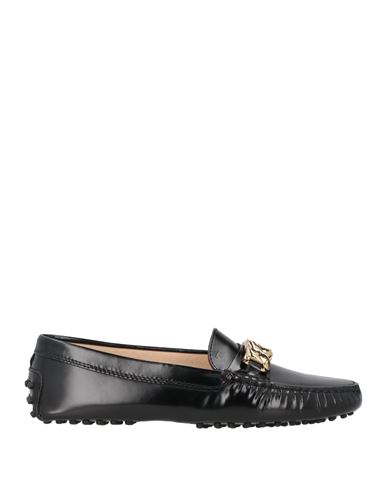 Tod's Woman Loafers Black Size 8 Leather In Animal Print