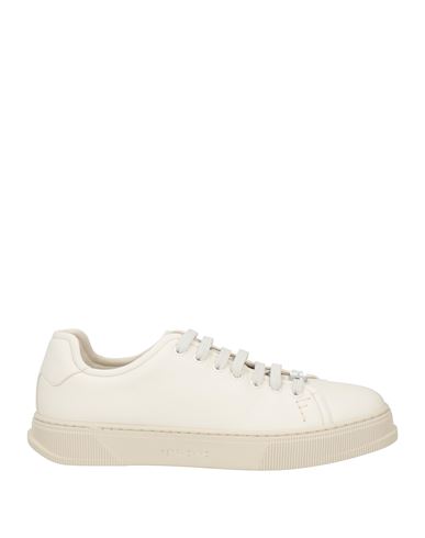 Ferragamo Man Sneakers Ivory Size 6.5 Calfskin, Lambskin In White