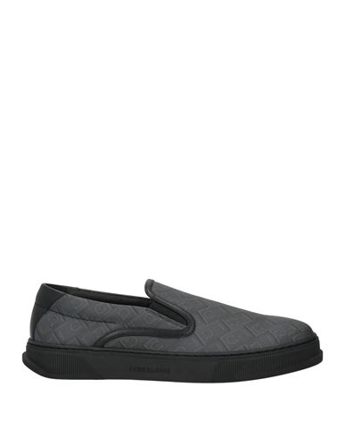 Ferragamo Man Sneakers Charcoal Size 9 Calfskin In Gray