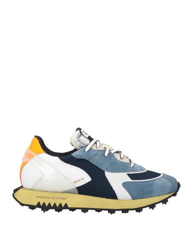 Run Of Man Sneakers Slate Blue Size 6 Leather, Textile Fibers In Blue