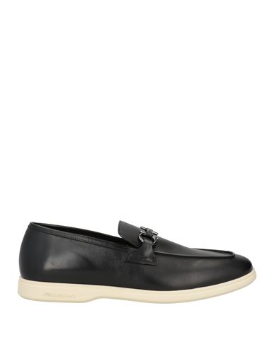 Ferragamo Man Loafers Black Size 8.5 Calfskin In Multi