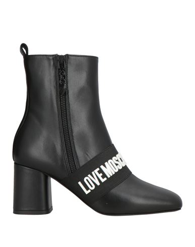 Love Moschino Woman Ankle Boots Black Size 8 Leather In Black