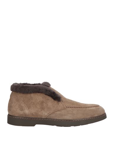 Doucal's Woman Ankle Boots Taupe Size 8 Leather, Shearling In Gray