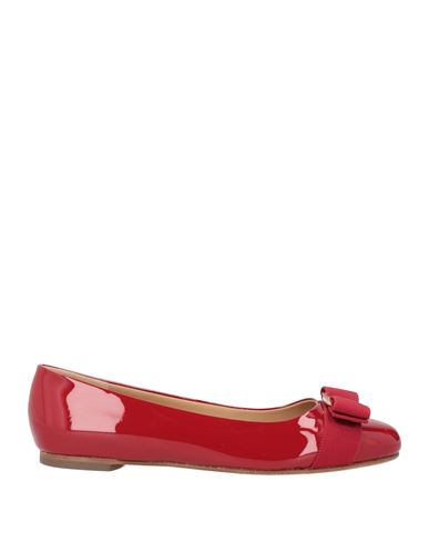 Ferragamo Ballerina Woman Ballet Flats Red Size 6.5 Calfskin In Red