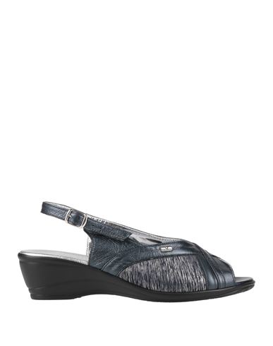 Valleverde Woman Sandals Midnight Blue Size 7 Leather, Textile Fibers