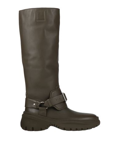 Burberry Woman Boot Dark Green Size 8 Calfskin, Polyester In Green