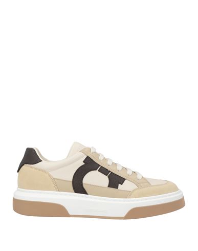 Ferragamo Man Sneakers Beige Size 7.5 Calfskin In Animal Print