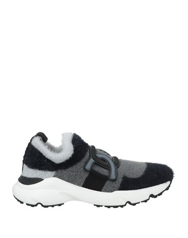 Tod's Woman Sneakers Black Size 8 Textile Fibers In Animal Print
