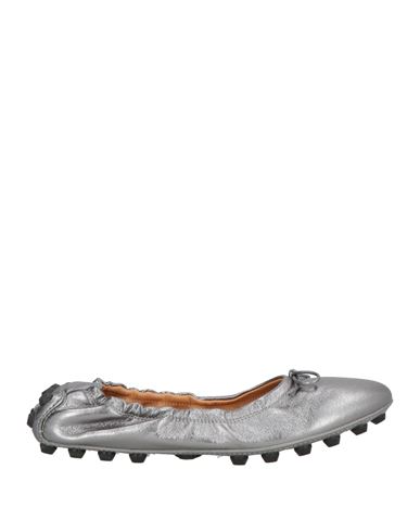 Tod's Woman Ballet Flats Silver Size 8 Leather In Animal Print