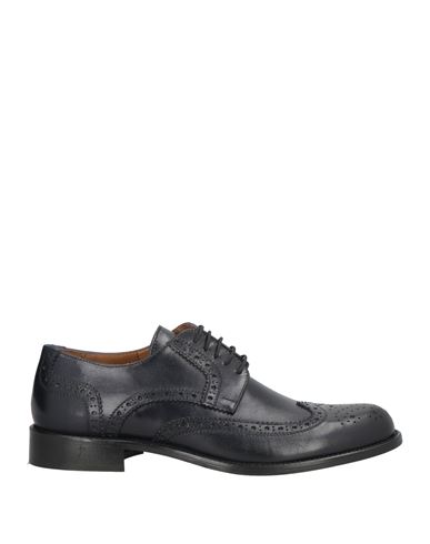 Exton Man Lace-up Shoes Midnight Blue Size 9 Calfskin In Black