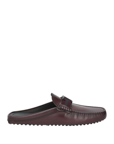 Tod's Limited Edition Man Mules & Clogs Burgundy Size 6.5 Leather In Animal Print