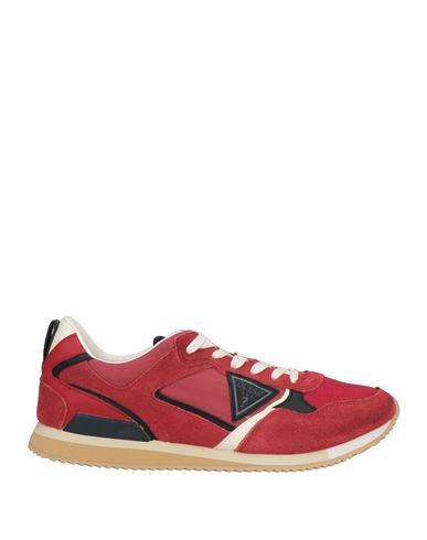 Guess Man Sneakers Tomato Red Size 10.5 Leather, Textile Fibers, Synthetisches Material
