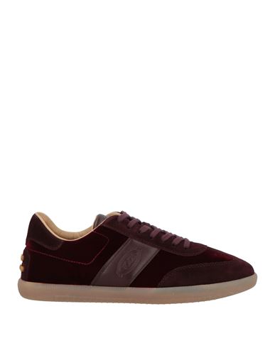 Tod's Man Sneakers Burgundy Size 9 Leather, Textile Fibers In Red