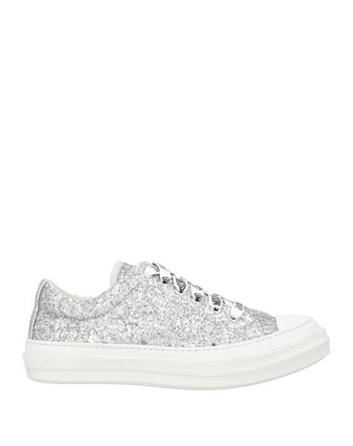 Love Moschino Woman Sneakers Silver Size 5 Textile Fibers In Silver