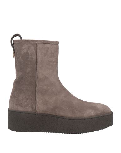 Agnona Woman Ankle Boots Taupe Size 8 Leather In Gray