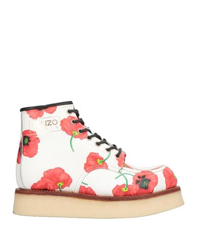 Kenzo Woman Ankle Boots White Size 5 Leather In White