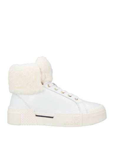 Love Moschino Woman Sneakers White Size 9 Leather, Textile Fibers In Multi