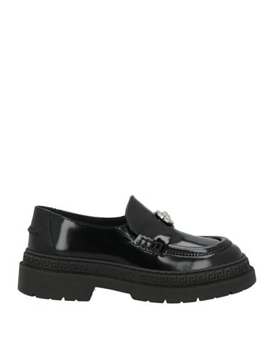 Versace Young Toddler Boy Loafers Black Size 10c Calfskin In Animal Print