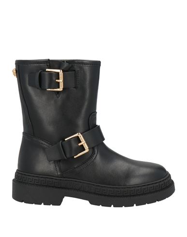 Versace Young Toddler Girl Ankle Boots Black Size 10c Calfskin In Multi