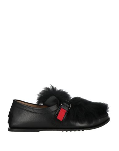 Tod's Man Loafers Black Size 9 Leather, Shearling In Black