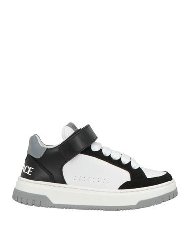 Versace Young Toddler Girl Sneakers White Size 10c Calfskin, Textile Fibers In Multi