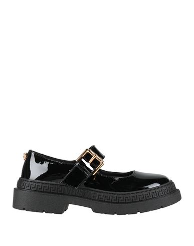 Versace Young Toddler Girl Ballet Flats Black Size 10c Goat Skin In Animal Print