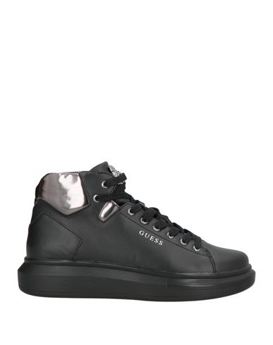 Guess Man Sneakers Black Size 8 Leather, Synthetisches Material