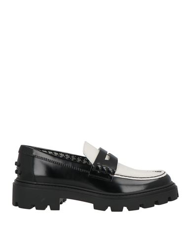 Tod's Woman Loafers Black Size 8 Leather In Animal Print