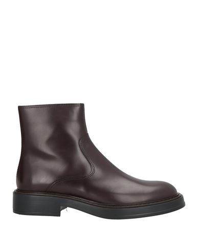 Tod's Man Ankle Boots Chocolate Brown Size 9 Leather In Animal Print