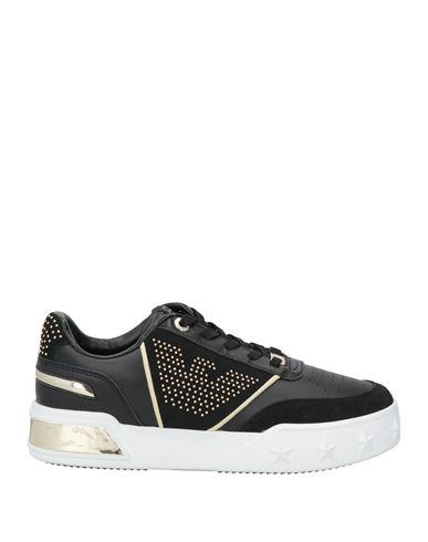 Ea7 Woman Sneakers Black Size 8 Leather In Black