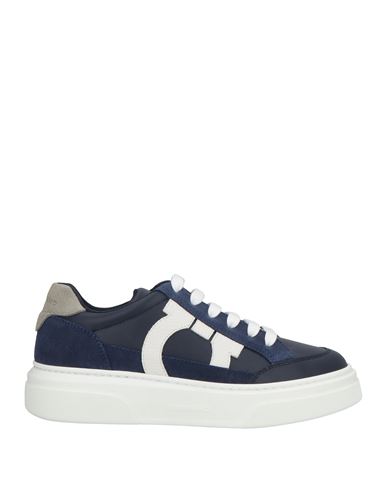 Ferragamo Man Sneakers Midnight Blue Size 6 Calfskin In Blue