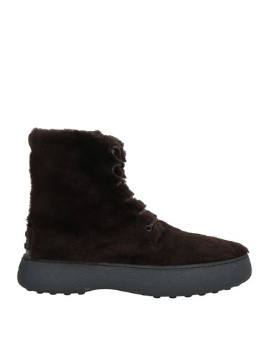 Tod's Man Ankle Boots Dark Brown Size 9 Shearling In Brown