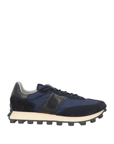 Tod's Man Sneakers Midnight Blue Size 9 Leather, Textile Fibers In Blue