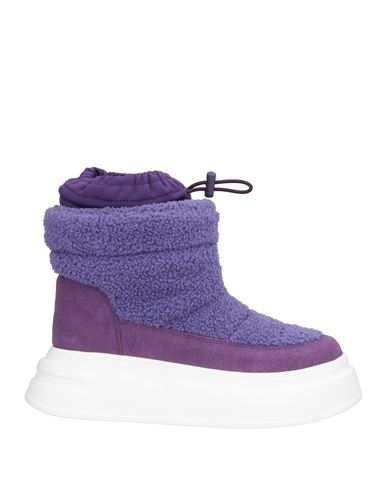 Tosca Blu Woman Ankle Boots Purple Size 8 Textile Fibers, Leather