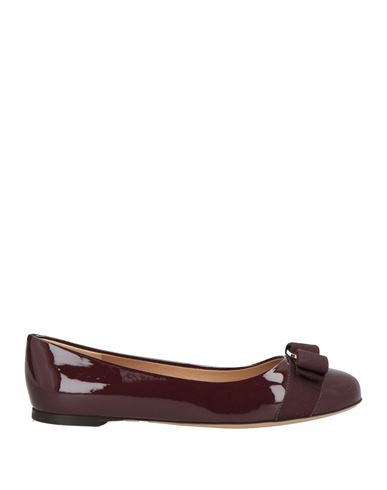 Ferragamo Ballerina Woman Ballet Flats Burgundy Size 7 Calfskin In Red