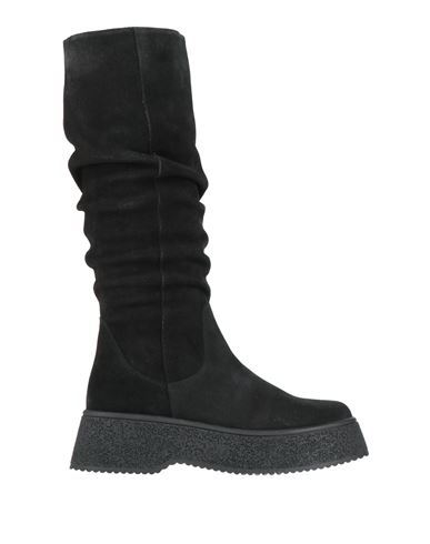 Tosca Blu Woman Boot Black Size 7 Leather In Animal Print