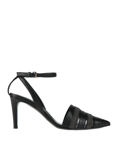 Fabiana Filippi Woman Pumps Black Size 11 Leather In Multi