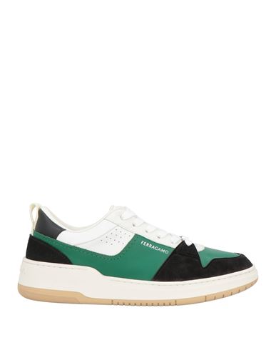 Ferragamo Man Sneakers Green Size 9 Leather In Green