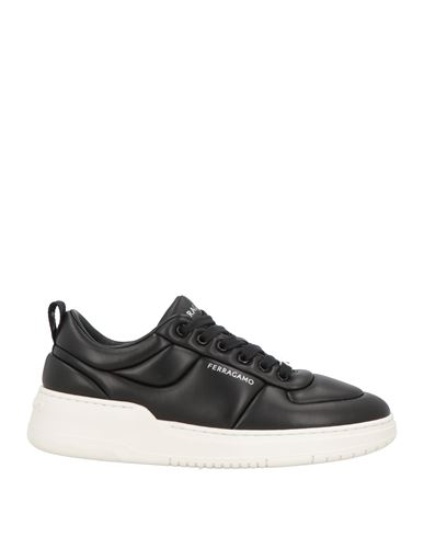 Ferragamo Man Sneakers Black Size 8 Lambskin In Black