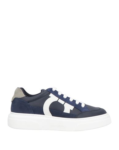 Ferragamo Man Sneakers Midnight Blue Size 6 Calfskin In Blue