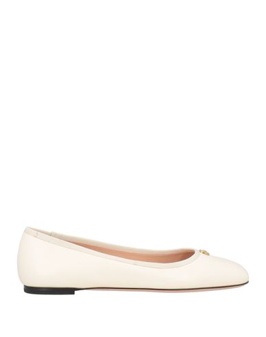Bally Woman Ballet Flats Cream Size 9.5 Lambskin In White