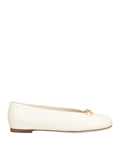 Valentino Garavani Woman Ballet Flats Ivory Size 10 Leather In White
