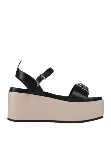 06 Milano Woman Sandals Black Size 8 Synthetisches Material In Black