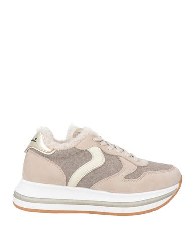 Voile Blanche Woman Sneakers Taupe Size 8 Leather, Textile Fibers In Gray